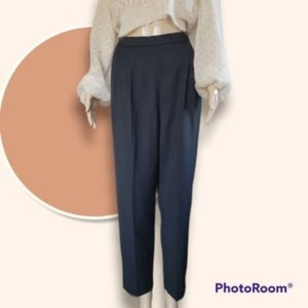 ❤️B2G1 Vintage USA Made Ann Tobias Black Tapered Leg Trousers 8 W